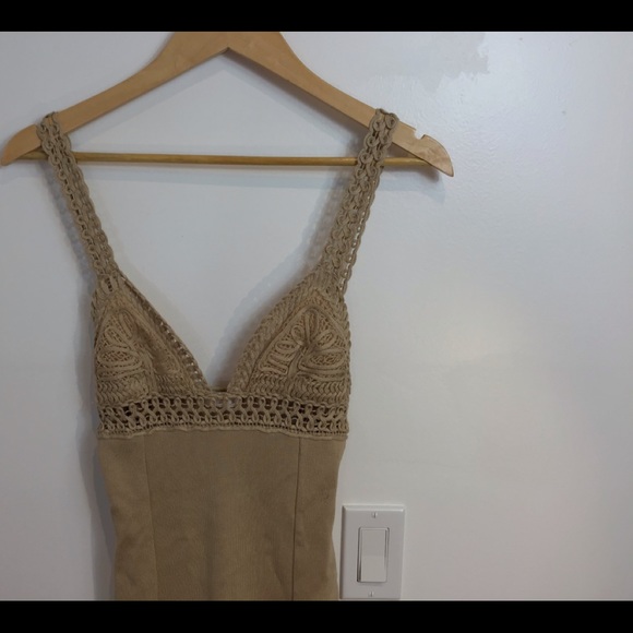 VALENTINO NUDE BOHO CROCHET DETAIL DRESS NWT SZ 6 - Picture 4 of 14